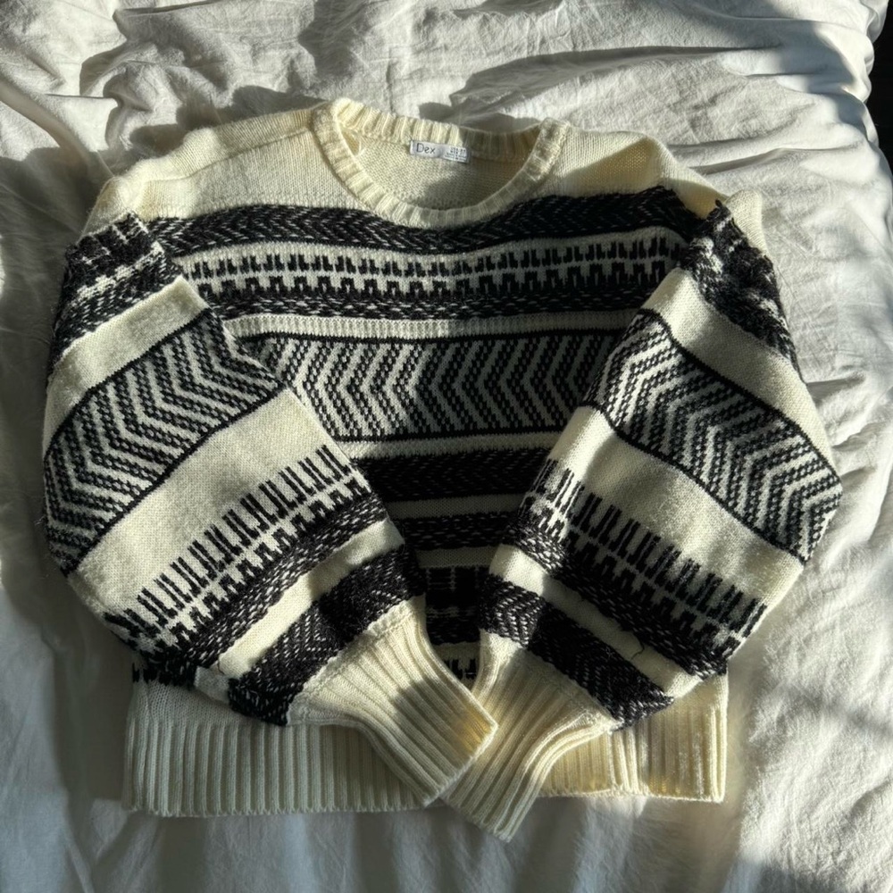Dex Black and White Crew Neck Sweater